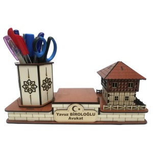 Geleneksel Ev Figürlü Kişiye Özel MDF Masa Üstü Seti